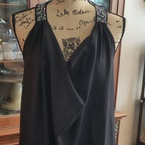Black drape decorative collar sz S tank top